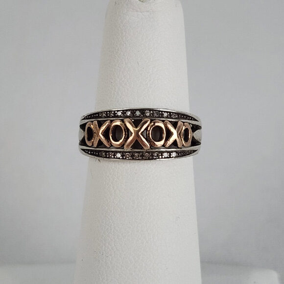 10K Rose Gold 925 Silver XOXO Ring Size 5 - Picture 1 of 10